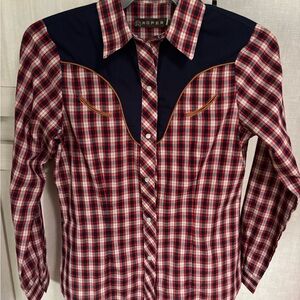 Roper Red and Navy Plaid Western Shirt